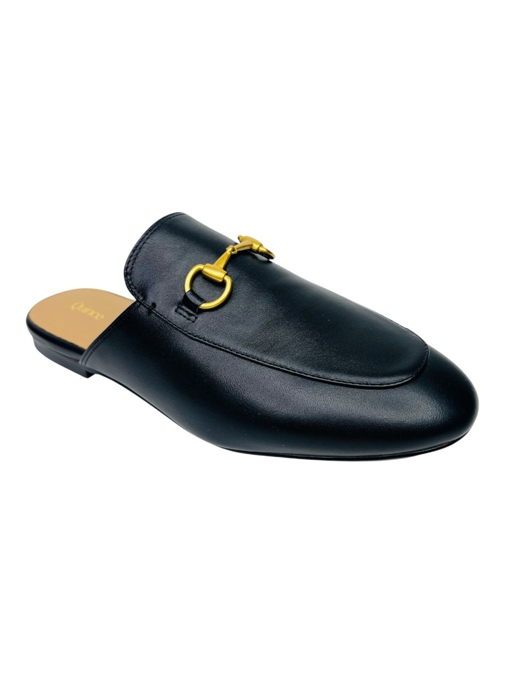 Quince Black Italian Leather Horsebit Loafer Mules Size 8.5